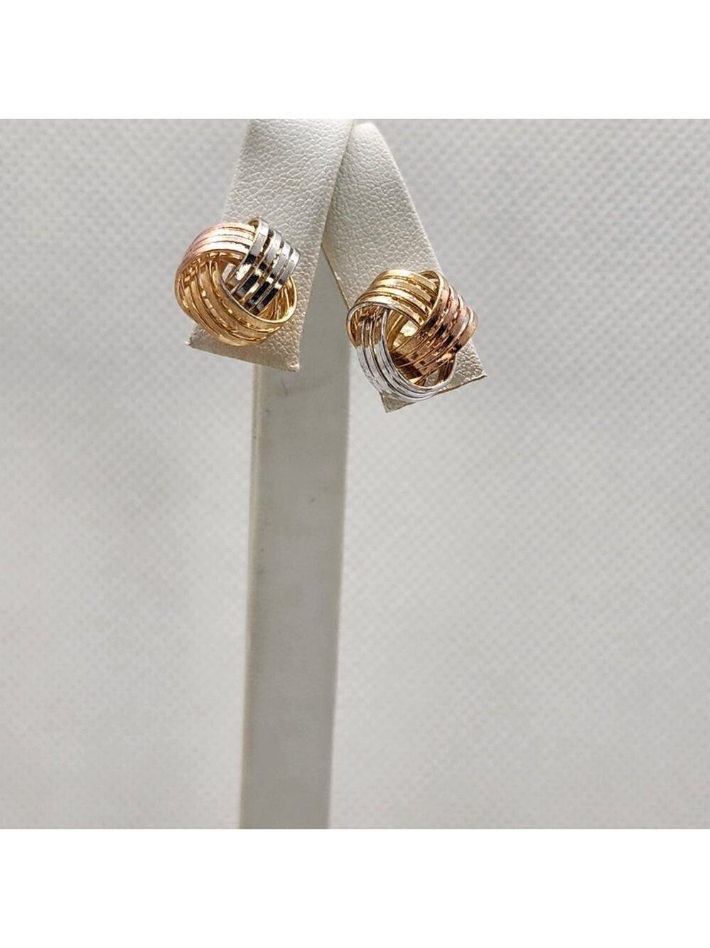 Brand New Brazilian 18k Gold Filled Love Knot Tri Color Earring - Picture 4 of 6